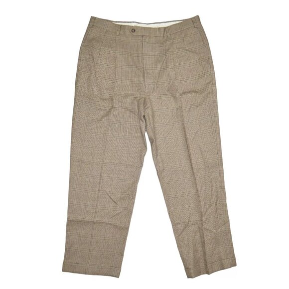Tommy Hilfiger Pleated Khaki Plaid Pants Men's Size 36X29 Work Church Wool EUC - Picture 1 of 6
